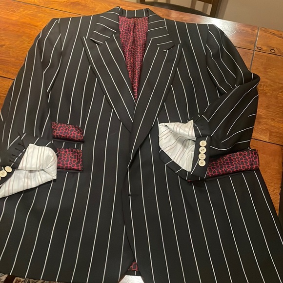 Navy chalk stripe sport coat 46R Domenico Spano of Saks Fifth Avenue